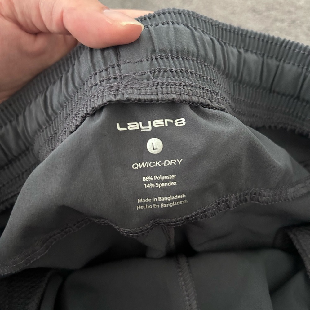 Layer 8 Men's Charcoal Athletic Shorts - Picture 3 of 3